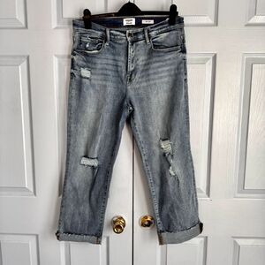 Kensie Vintage Luxe Denim Raw hem‎ 12/31 Distressed  Light Wash Jeans